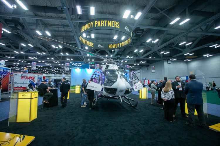 Helicopter in exhibitor booth | Texas EMS Conference