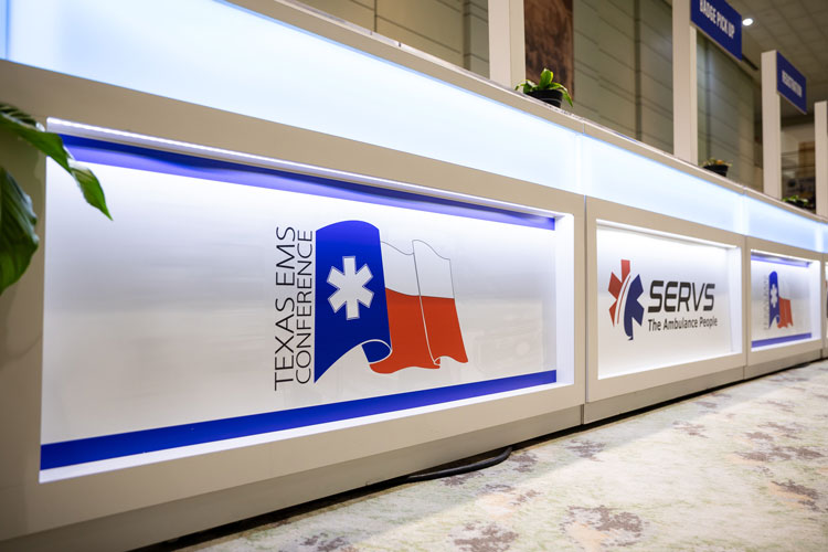 Registration kick panels at Texas EMS Conference