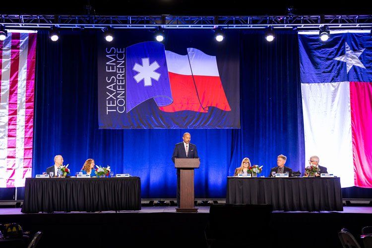Emcee speaking at Texas EMS Awards Luncheon | Texas EMS Conference